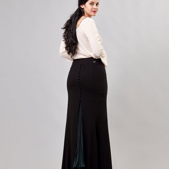 Black Maxi Skirt with Back Detail - Picture 2 of 3